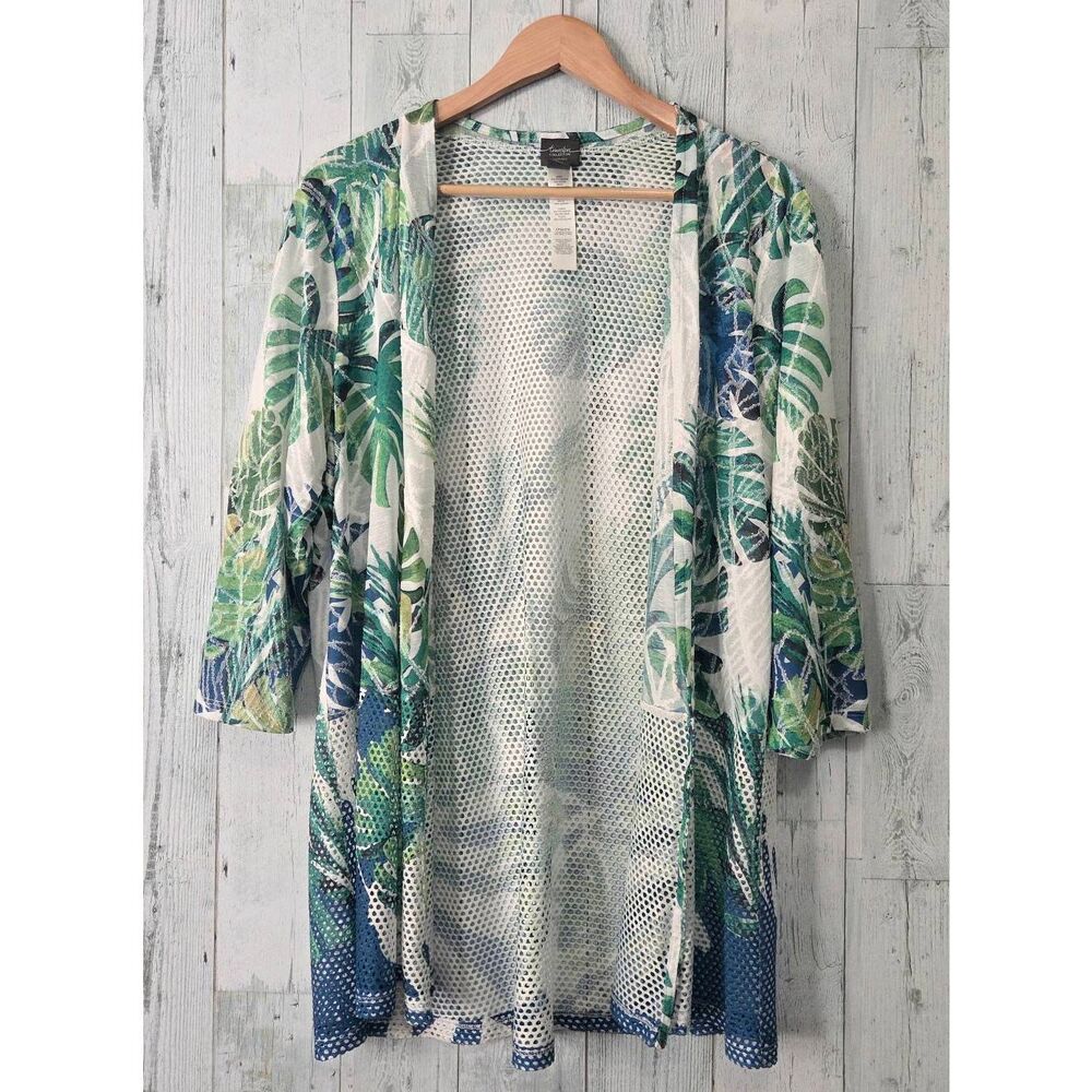 Chico's Travelers Collection Tropical Open Mesh Coverup Sz. 3 / XL